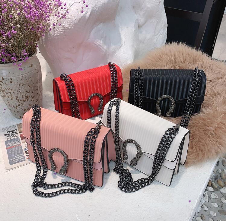 Factory outlet women handbag fashionable stripedes chain bag embossed leather shoulder bags streets trend striped womens messenger handbags