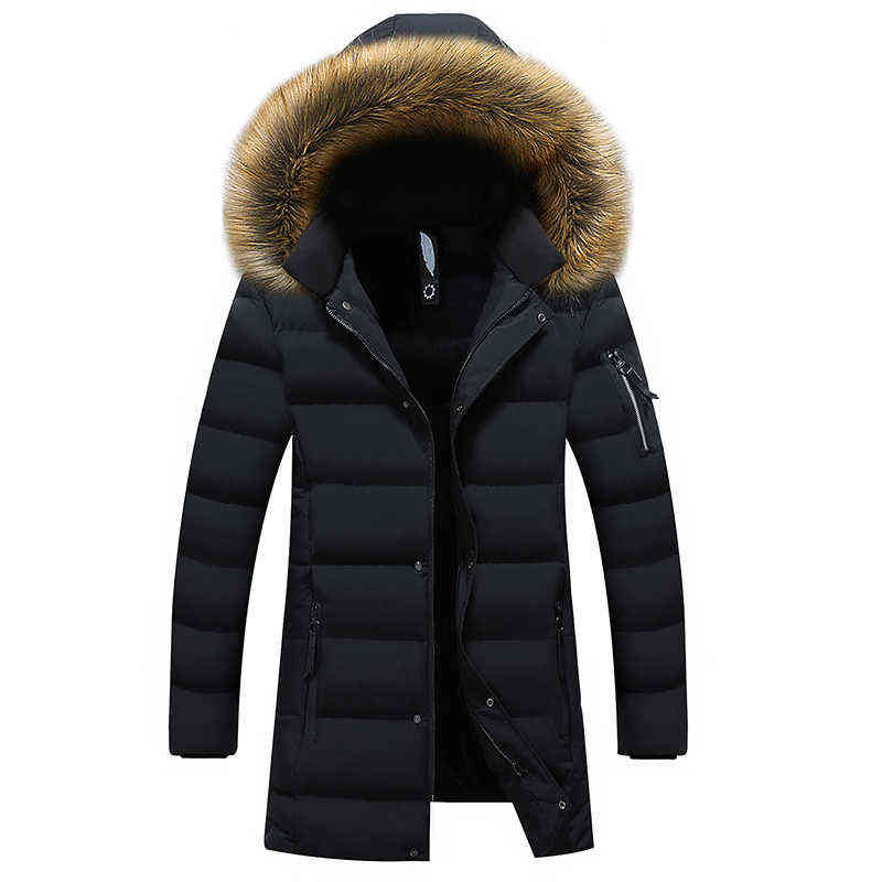 Men's Winter Jacket Parka Warm Fleece Hoodies Long Wearable Windproof Zipper Parkas Coats Fashion Casual Plus Size Men 211214Z