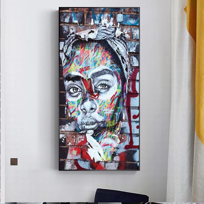 Abstract Graffiti Black Woman Face Canvas Painting Posters And Prints Watercolour Peoples Wall Art Picture For Home Room Decor