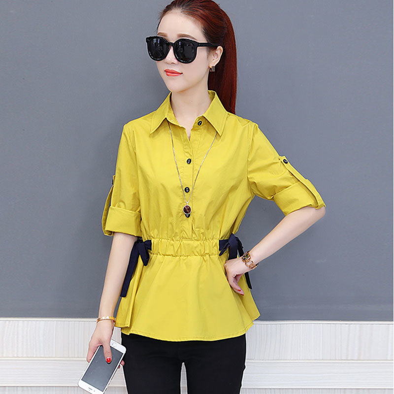Office Work Wear Women Spring Autumn Style Chiffon Blouses Shirts Lady Casual Bow Tie Sashes Blusas Tops DD1773 210225