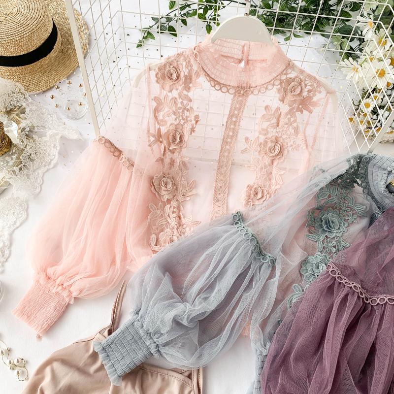 Women's Blouses & Shirts Autumn Women Mesh Tops Fashion Sexy Sheer Lace Blouse Lantern Sleeve 3D Floral Elegant Top Blusas Femininas 2021, White
Women's Blouses & Shirts Autumn Women Mesh Tops Fashion Sexy Sheer Lace Blouse Lantern Sleeve 3D Floral Elegant Top Blusas Femininas 2021, White