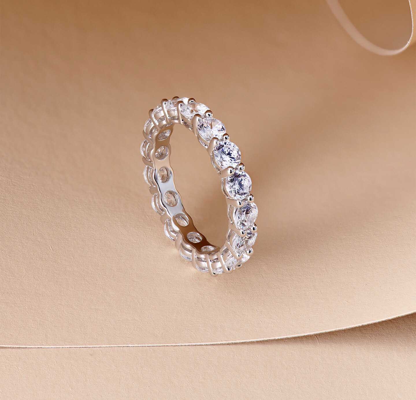 S925 silver charm punk band ring with all Sparkly diamonds in 20" size for women wedding jewelry PS8807