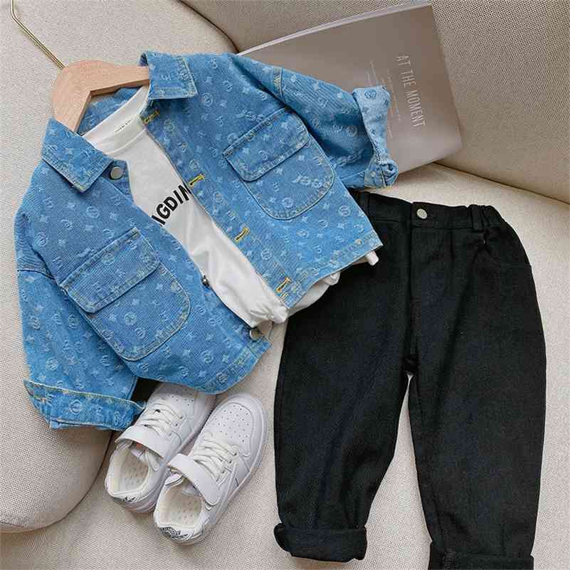 Fashion boys Autumn Jacquard denim short jackets girls kids long sleeve casual coats outwears 210708, Blue 
Fashion boys Autumn Jacquard denim short jackets girls kids long sleeve casual coats outwears 210708, Blue