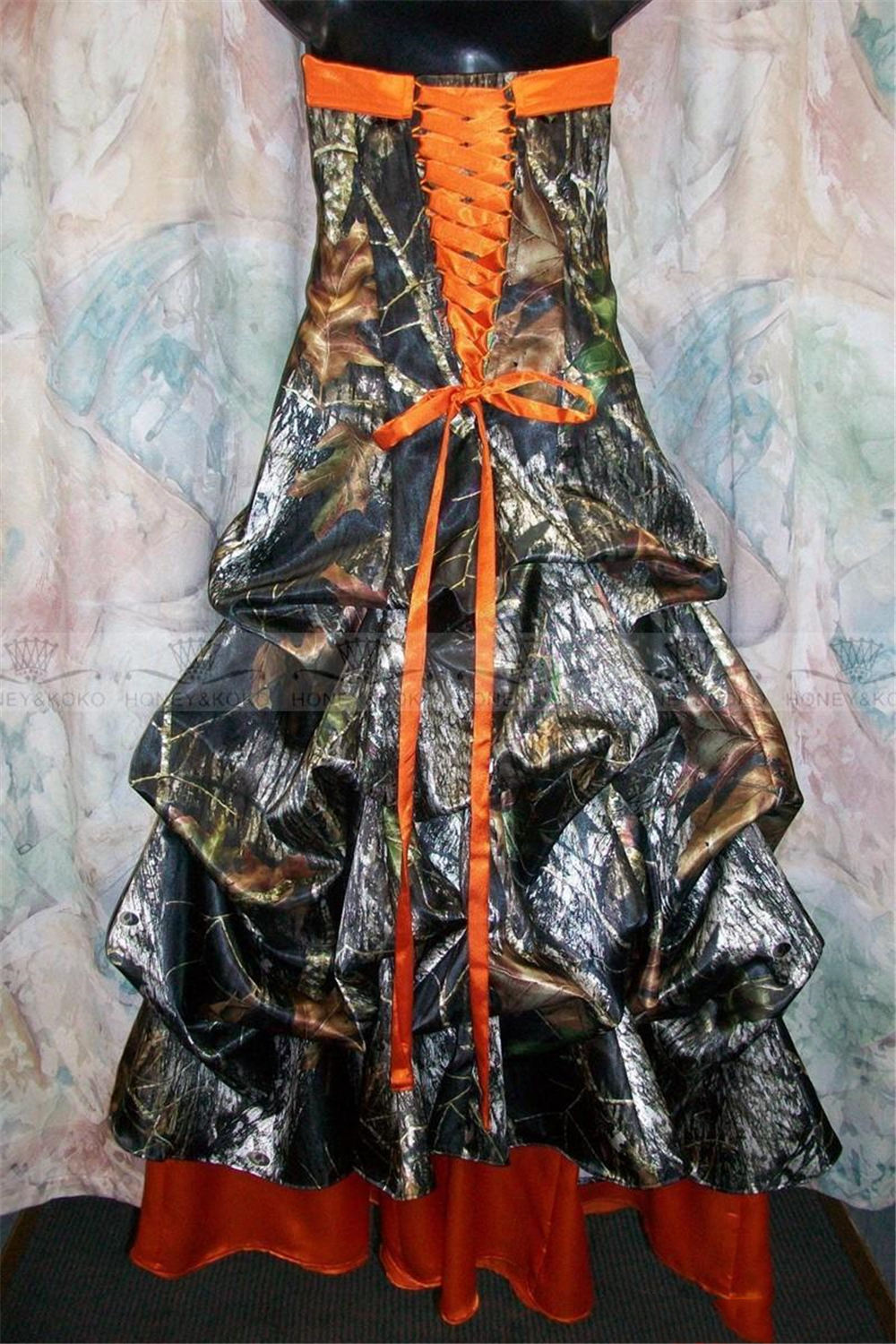 Strapless A-Line Camo Wedding Dresses Gowns Draped Lace Up Back Bridal Gowns Custom Plus Size Real Tree Long Formal Vestidos De Noiva