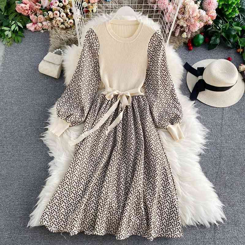 Women Vintage Floral Drses Vestidos Spring Autumn Long Sleeve Patchwork Knitted Sweaters Dresses Ladies Casual Midi Dress 210602, Creamy-white
Women Vintage Floral Drses Vestidos Spring Autumn Long Sleeve Patchwork Knitted Sweaters Dresses Ladies Casual Midi Dress 210602, Creamy-white