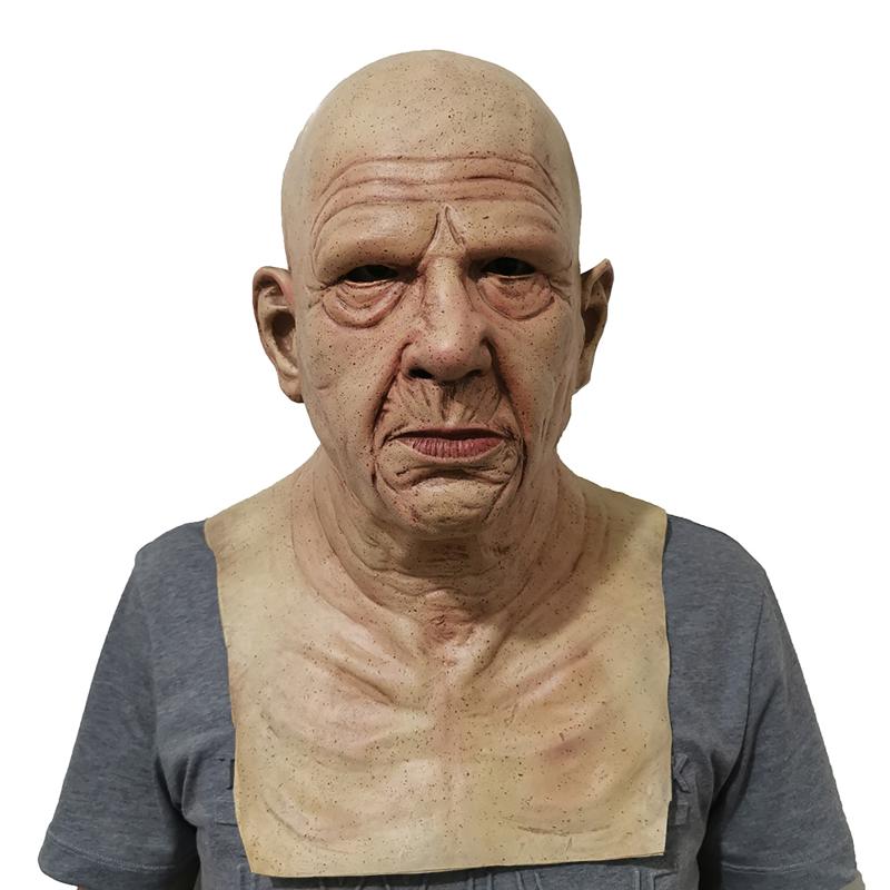 Party Mas Old Man Scary Mask Cosplay Full Head Latex Halloween Horror Masquerade Headgear Decor