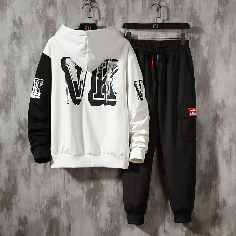 SingleRoad Mens Tracksuit Men Sets Fashion Patchwork Hoodie Japanese Streetwear Long Sleeve Sportswear Hip Hop 2 Pieces Set 201210
