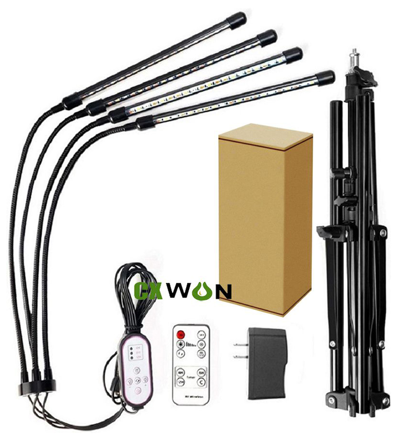 Upgrade 80LEDS Grow Light for Indoor Plants Full Spectrum 4 Head Plant Lights Growing Lighting with 4/8/12H Timer Tripod Adjustable 15-60inch