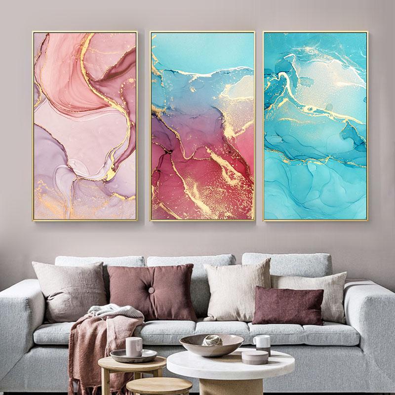 Mix Color Marble Vein Poster Abstract Canvas Painting Wall Art Pictures Print Home Decoration For Living Room Home Decor