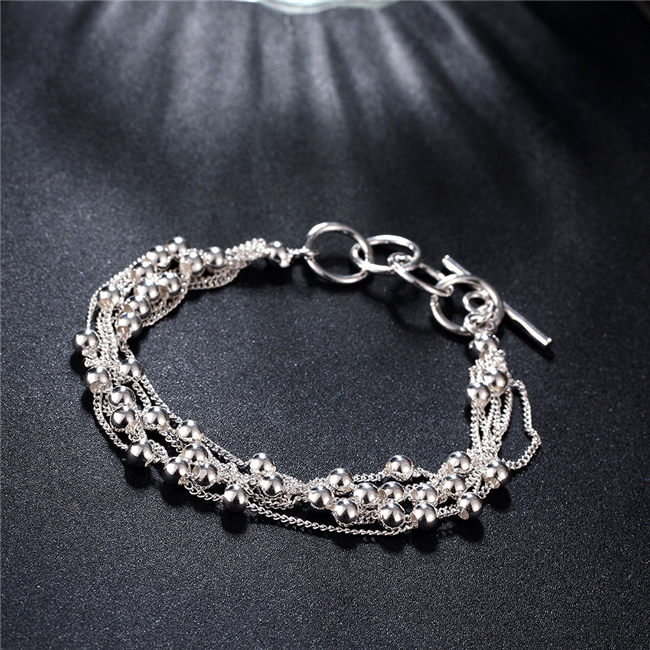 Six-line light bead 925 silver plate bracelets size 20.5CM DMSB101,Unisex sterling silver plated bracelet jewelry Charm Bracelets