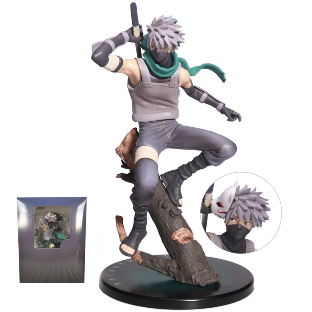 

23cm Naruto Hatake Kakashi Statue PVC Action Figure Anime Naruto Shippuden Kakashi GEM Figurine Collectible Model Toy Halloween C0220