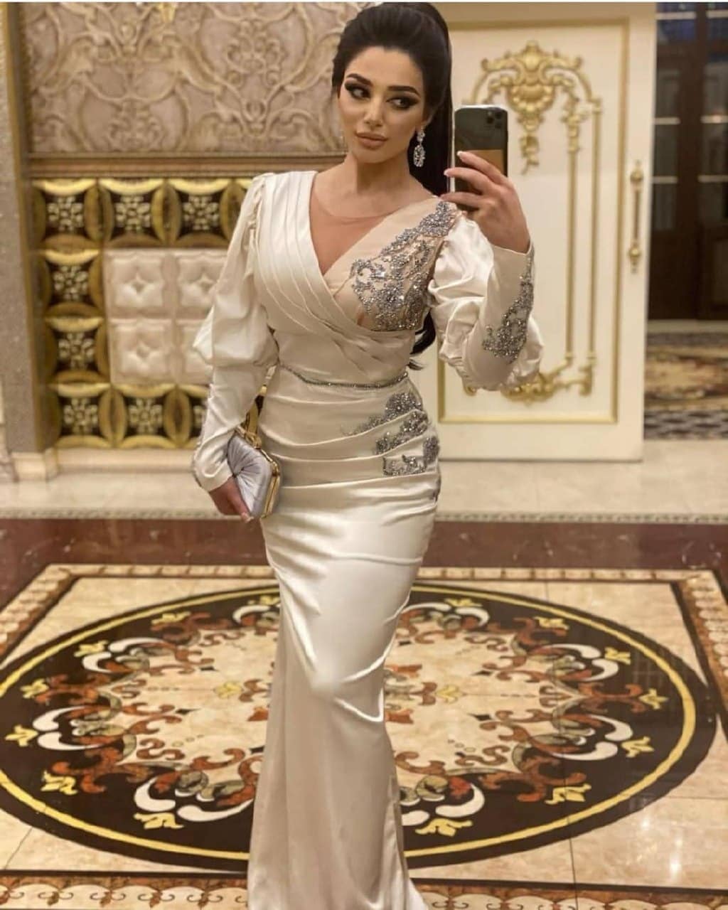 2022 Plus Size Arabic Aso Ebi Ivory Luxurious Mermaid Prom Dresses Beaded Crystals Evening Formal Party Second Reception Birthday Engagement Gowns Dre