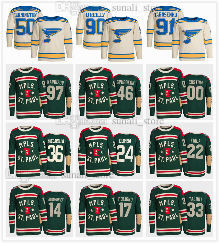 2022 Winter Classic Jerseys 50 Binnington 90 Ryan O'Reilly 91 Vladimir Tarasenko 24 Matt Dumba 36 Mats Zuccarello 97 Kirill Kaprizov 22 Kevin Fiala 46 Jared Spurgeon, Customize (tell me name and number)
2022 Winter Classic Jerseys 50 Binnington 90 Ryan O'Reilly 91 Vladimir Tarasenko 24 Matt Dumba 36 Mats Zuccarello 97 Kirill Kaprizov 22 Kevin Fiala 46 Jared Spurgeon, Customize (tell me name and number)