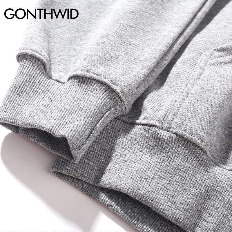 GONTHWID Men's Hoodies Pullover Casual Solid Color Sports Outwear Hooded Sweatshirts Hoodies Fashion Streetwear Sweatshirt Tops 201127