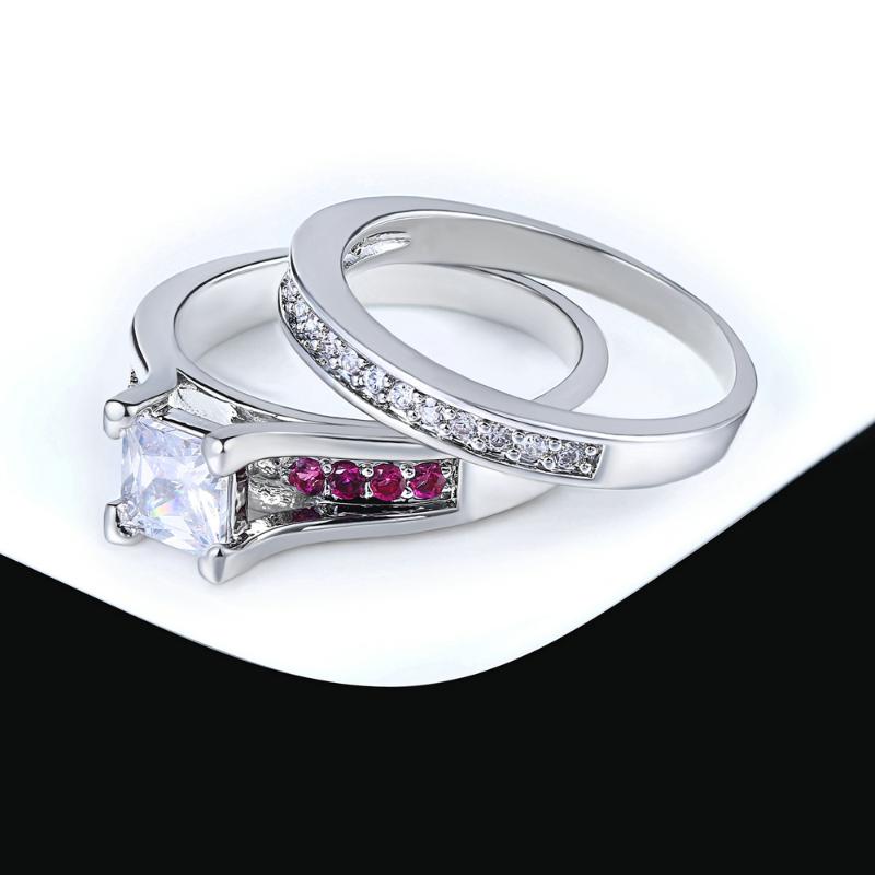 Cluster Rings Trendy Ring Set For Women Lovers' Wedding + Zirconia Crystal 2 PCS Fashion Jewelry Sale DZR007, Golden;silver
Cluster Rings Trendy Ring Set For Women Lovers' Wedding + Zirconia Crystal 2 PCS Fashion Jewelry Sale DZR007, Golden;silver