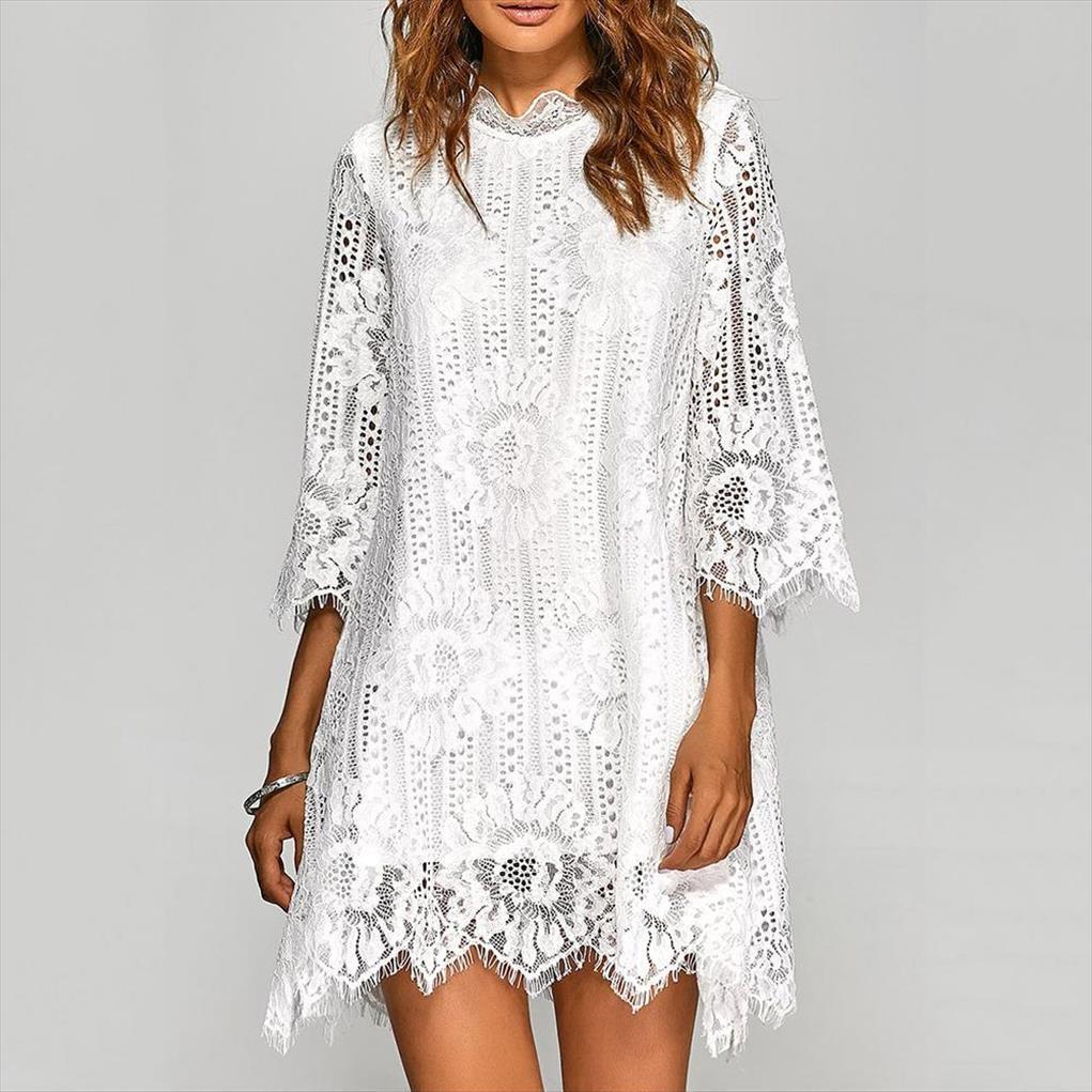 plus size 3 4 sleeve women dress loose irregular hem plain openwork lace mini, Black;gray
plus size 3 4 sleeve women dress loose irregular hem plain openwork lace mini, Black;gray