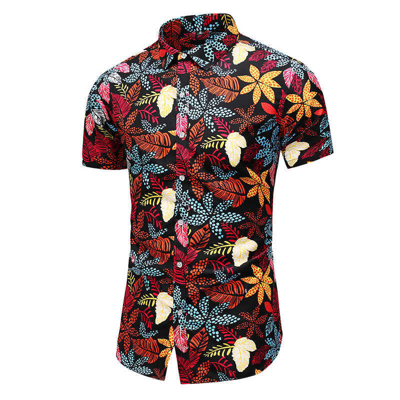 45KG-120KG Summer Men's Tropical Hawaiian Shirt Casual Button Down Short Sleeve Black White Printed Shirts 5XL 6XL 7XL 210528