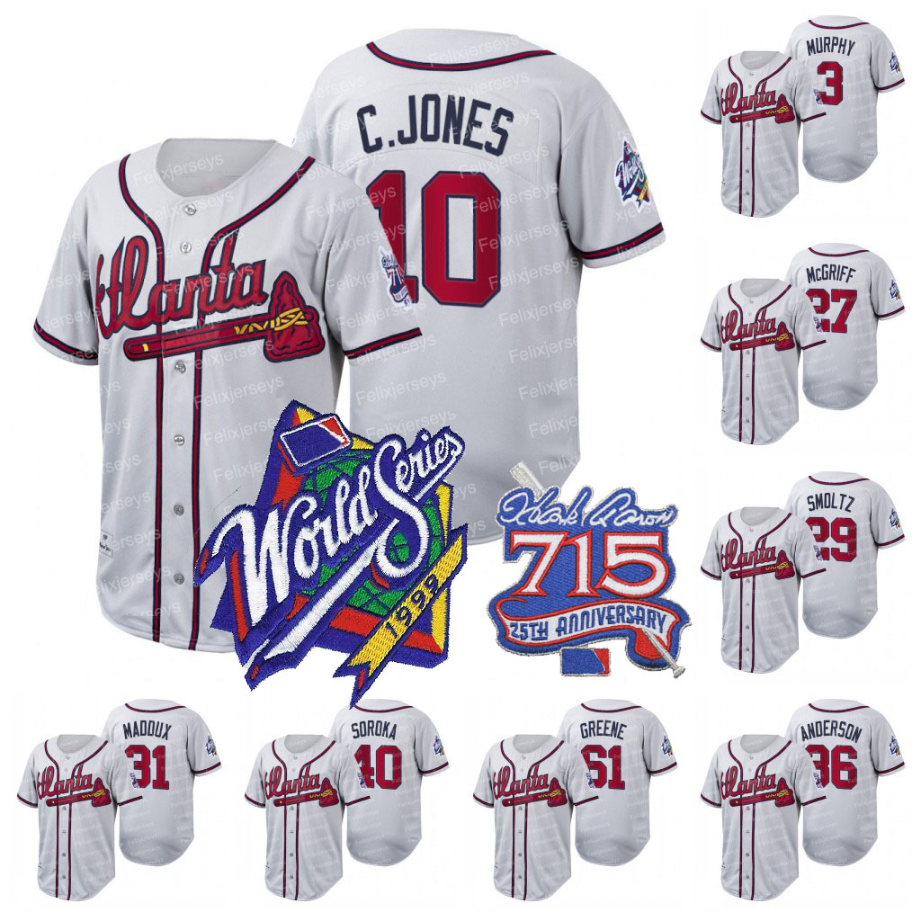 Braves 1999 World Series Jersey Dale Murphy Chipper Jones Fred McGriff John Smoltz Maddux Shane Greene Mike Soroka Chris Martin Ian Anderson Guillermo Heredia, 3 dale murphy
Braves 1999 World Series Jersey Dale Murphy Chipper Jones Fred McGriff John Smoltz Maddux Shane Greene Mike Soroka Chris Martin Ian Anderson Guillermo Heredia, 3 dale murphy
