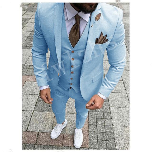 Beige Suits Men Wedding Tuxedos For Men Business Casual Groom Wear Tuxedo Trim Fit Male Blazers 3 Pieces Jacket Pants Vest Evening Party