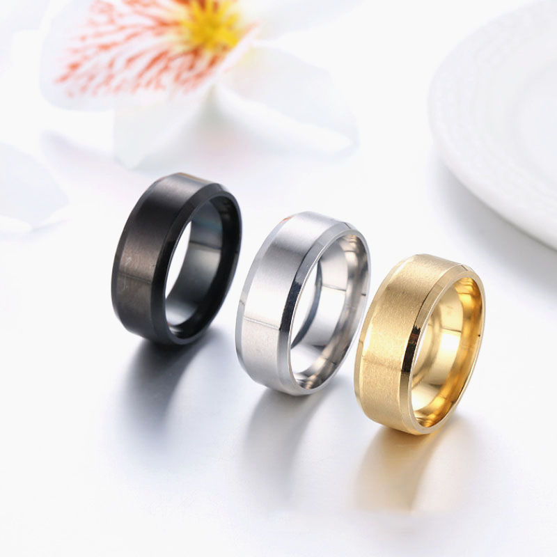 316L Stainless Steel Soild Gold Silver Black Color Band Ring For Men Women Couples Wedding Jewelry Finger Rings Fashion Jewelry