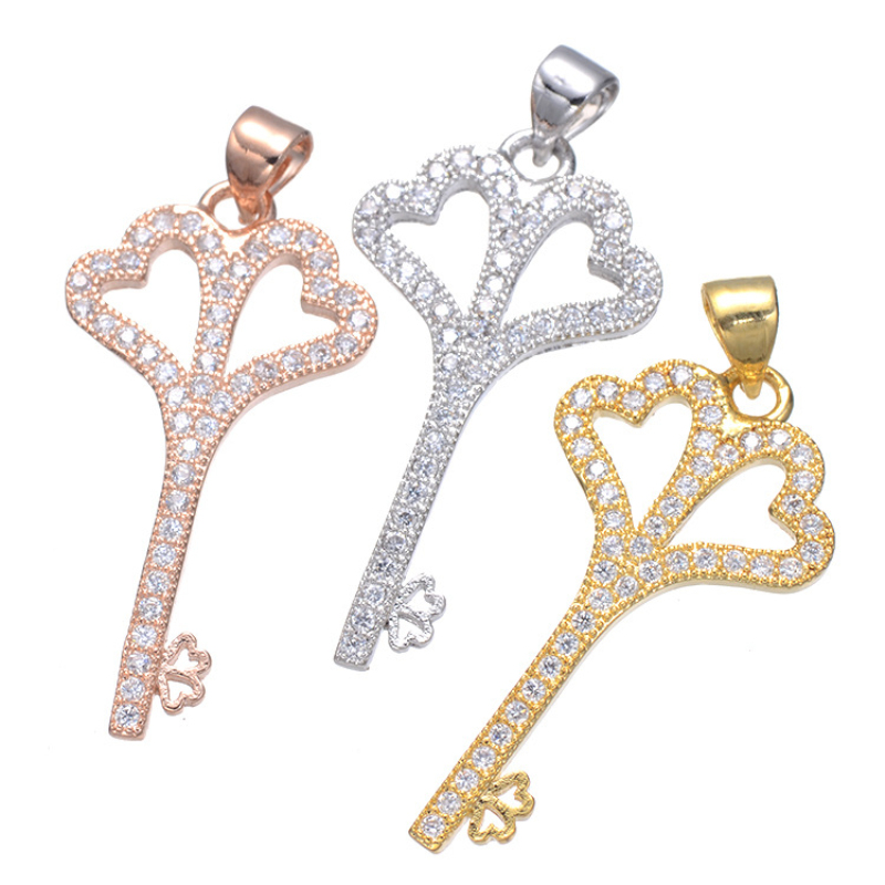 America and Europe Style Flower Key Pendant for Necklace Making DIY Vlentine Gift