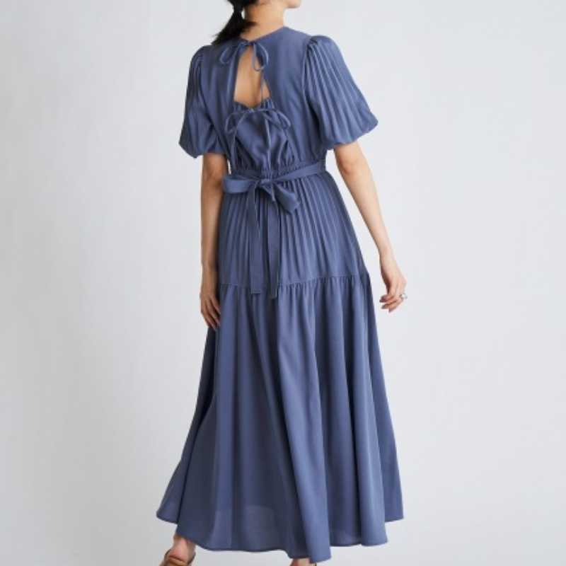 Elegant O Neck Loose Femme Robe Back Bandage Short Sleeve Japan Style Women Dress Slim Waist Casual A Line Vestido De Mujer 210525