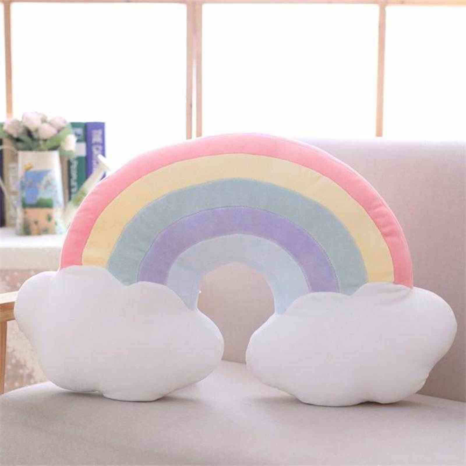 Nordic lovely cartoon girl heart rainbow pillow sofa cushion crib children's room decoration sofa cushion decoration 211110