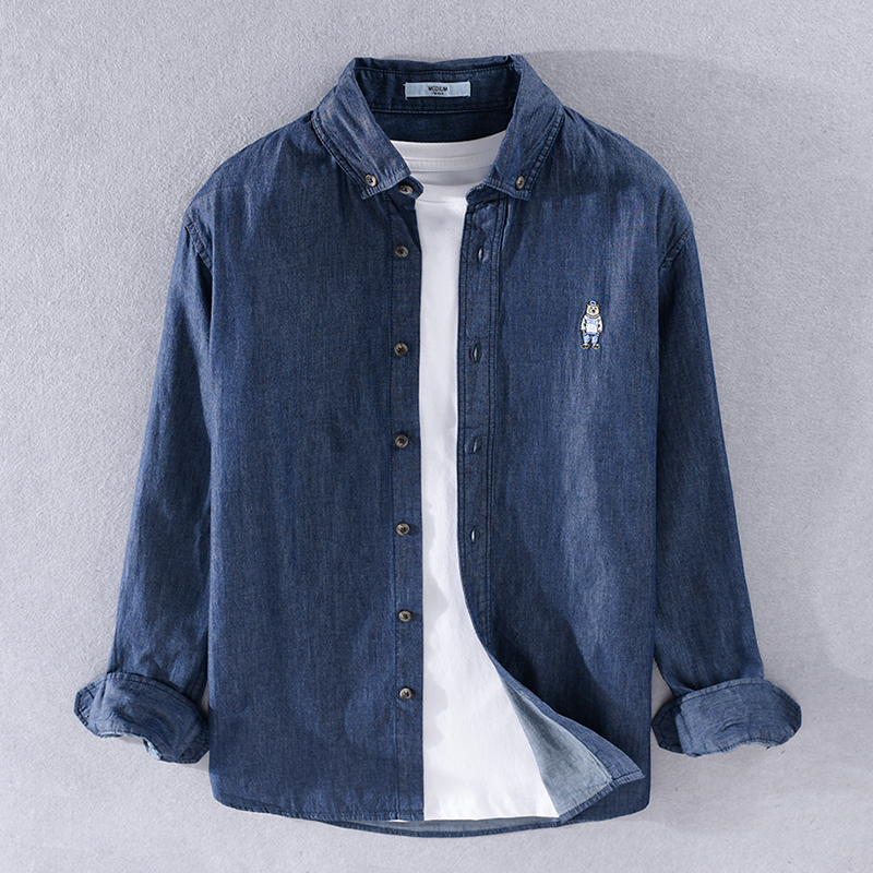 2021 New Primavera Outono Longo-sleeved Marca Denim Shirt Dos Do Algodo Slidos Camisas Para Homens Camisa Confortvel e Casual Mens Camiseta, Dark blue
2021 New Primavera Outono Longo-sleeved Marca Denim Shirt Dos Do Algodo Slidos Camisas Para Homens Camisa Confortvel e Casual Mens Camiseta, Dark blue