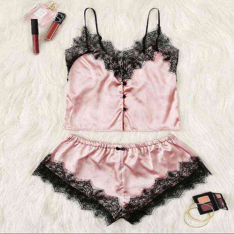 Women's Lace Satin Pajama Set V-Neck Sleeveless Soft Top With Shorts Panties Sexy Floral Lingerie Sleepwear Pink Lingerie Sexy Seductive Lace 211203, Red
Women's Lace Satin Pajama Set V-Neck Sleeveless Soft Top With Shorts Panties Sexy Floral Lingerie Sleepwear Pink Lingerie Sexy Seductive Lace 211203, Red