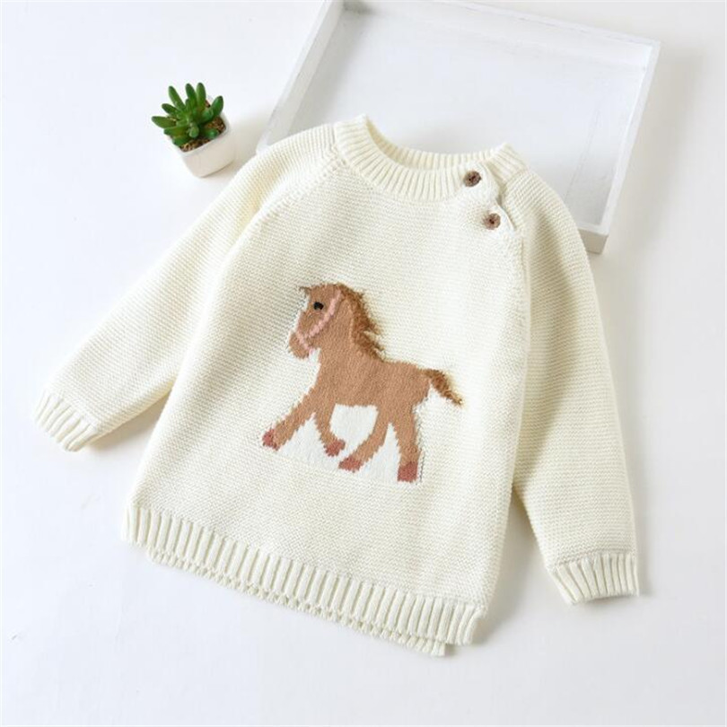 Knitted Baby Clothes Girls Sweater Infant Clothing Newborn Baby Boy Sweaters Thick Fleece Unicorn Kids Sweaters Toddler Cardiagn 210308