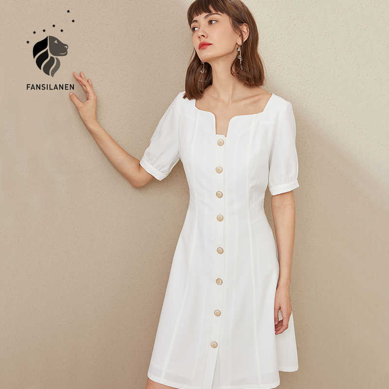 FANSILANEN White short button up shirt dress Women sleeve summer elegant office Female slim vintage black 210607, Orange
FANSILANEN White short button up shirt dress Women sleeve summer elegant office Female slim vintage black 210607, Orange
