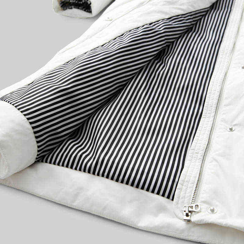 [winter sale for festival] Women Winter 90% White Duck Wide-waisted Letter Long Down Coat Hoodies Pocket 210527