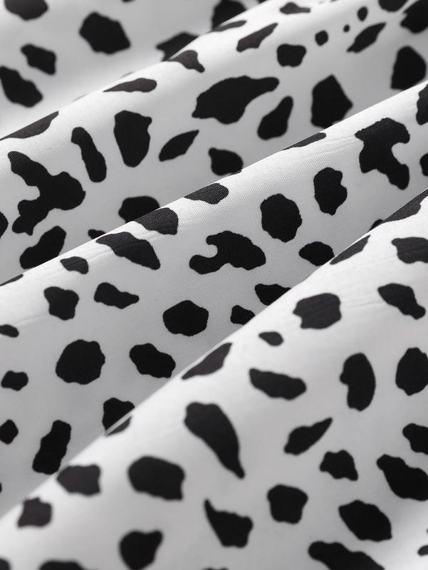 Toddler Girls Dalmatian Print Puff Sleeve Bow Front Dress SHE
