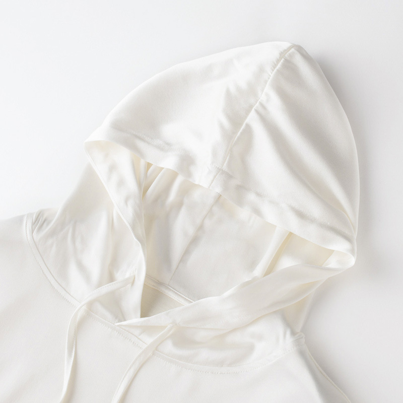 Hoodies women sweatshirt Pure silk Merino wool black pullover Loose bluzy hoddies with hat hoody hodies streetwear 201202