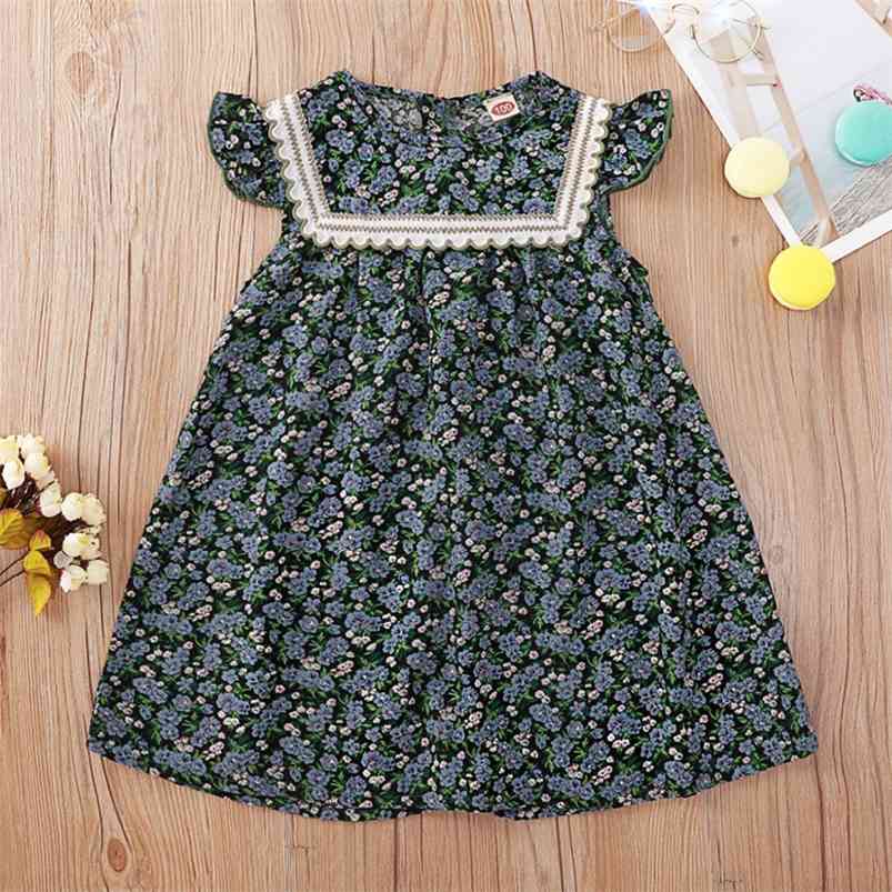 Summer Girls Dress Short Sleeve Print Blue Floral Cute Vestidos 3-10T 210629
Summer Girls Dress Short Sleeve Print Blue Floral Cute Vestidos 3-10T 210629