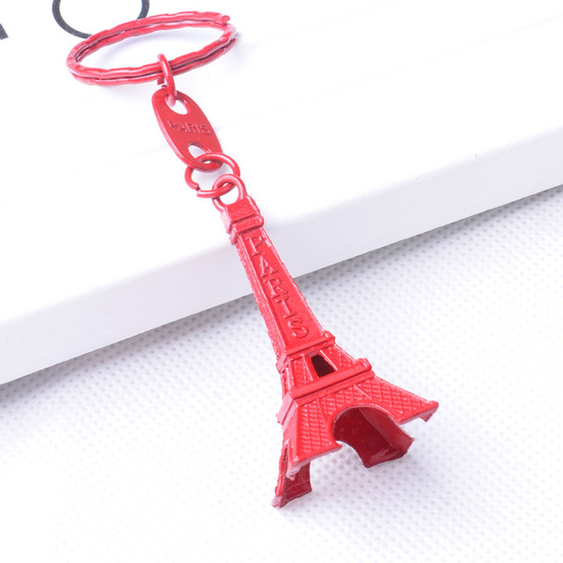 50pcs/lot Paris Eiffel Tower Keychain Mini Eiffel Tower Candy Color Keyring Store Advertising Promotion Service Equipment Keyfob