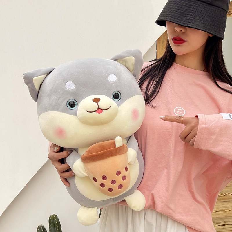 New akita dog plush toy doll wholesale cute large Shiba inu sleeping pillow tea cup doll Milk cups muppet gifts