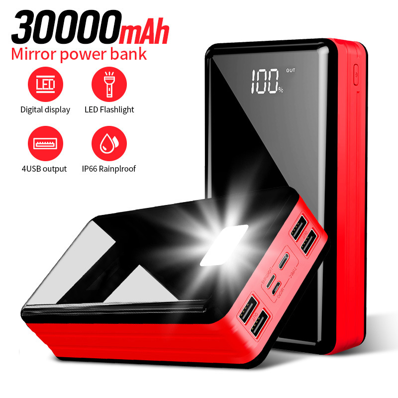 30000mah large capacity CellPhone portable Power Banks mirror full screen fast charging type-C three input
30000mah large capacity CellPhone portable Power Banks mirror full screen fast charging type-C three input