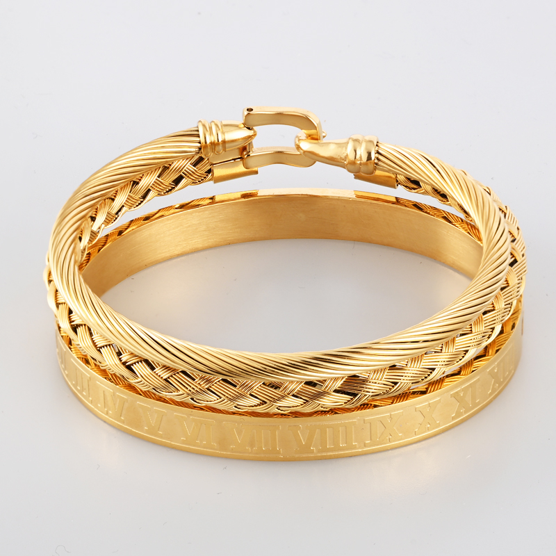 3pcs/set Royal Roman Bracelets Cable Wire Horseshoe Buckle Bangles For Men Stainless Steel Pulseiras Jewelry Accessories, Black
3pcs/set Royal Roman Bracelets Cable Wire Horseshoe Buckle Bangles For Men Stainless Steel Pulseiras Jewelry Accessories, Black