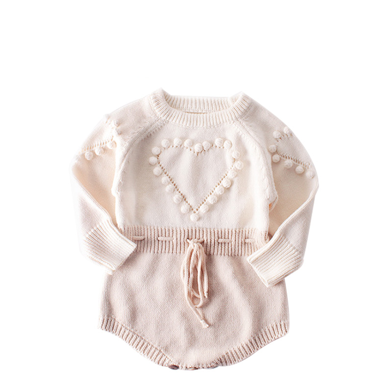 Autumn Girls Clothes Baby Knitted Romper Set Infant Newborn kids Cardigan Boys Sweater Cotton Jumpsuit 210309
