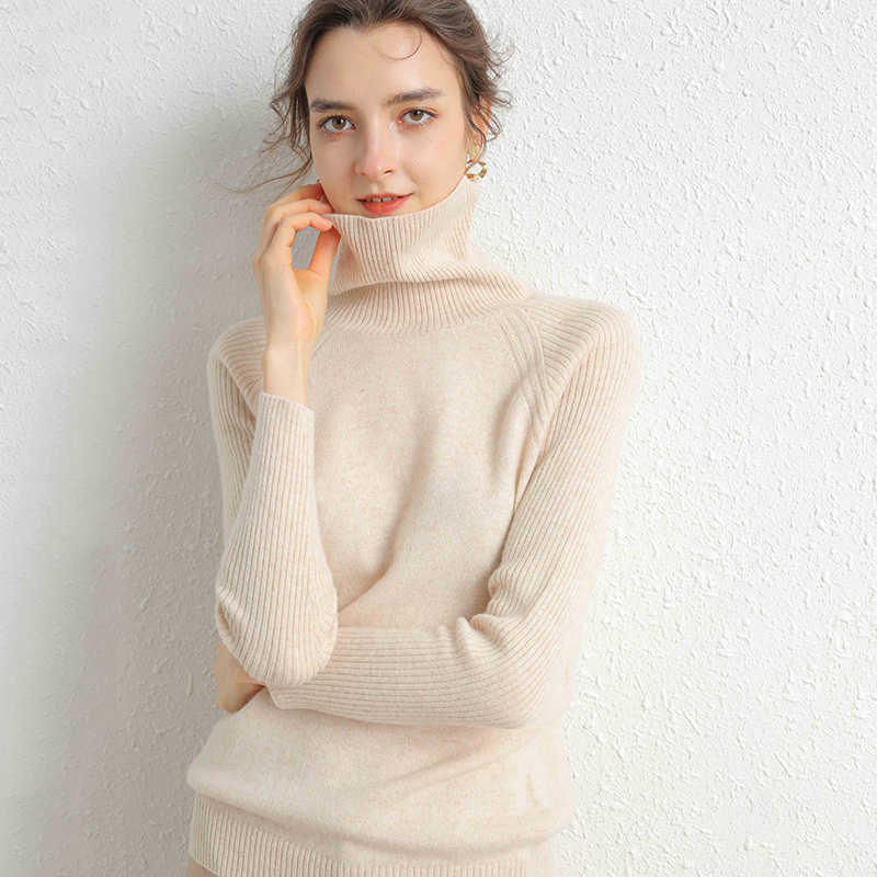 Merino Wool Cashmere Sweater Women Turtleneck Long Sleeves Autumn Winter Sweater Women's Knitting Jumper Female Pullover Sweater 210918