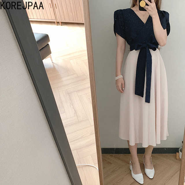 Korejpaa Women Dress Summer Korean Chic Ladies French V-Neck Crossover Design Strappy Bowknot Stitching Puff Sleeve Vestido 210526, Pink
Korejpaa Women Dress Summer Korean Chic Ladies French V-Neck Crossover Design Strappy Bowknot Stitching Puff Sleeve Vestido 210526, Pink