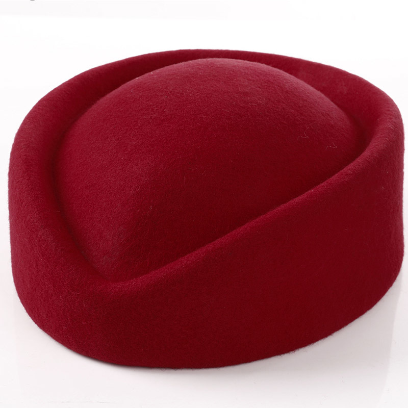 Top Quality Women Wool Felt Beret Hat Teardrop Fancy Stewardess Air Hostesses Pillbox Hat Millinery Fascinator Base Cap 210311