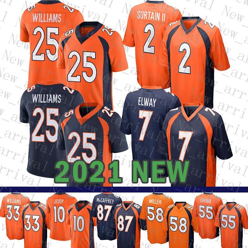 

2021 New Denver Mens Bronco American Football Jersey 25 Javonte Williams 2 Patrick Surtain II 33 Javonte Williams 10 Jerry Jeudy 31 Justin, Mens-yema