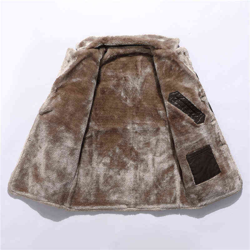 Winter Mens Leather Jacket Bussiness Thick Warm Long Style Male Fur Lined Turn Down Collar Casual PU Coats Outwear Plus Size 4XL 211119