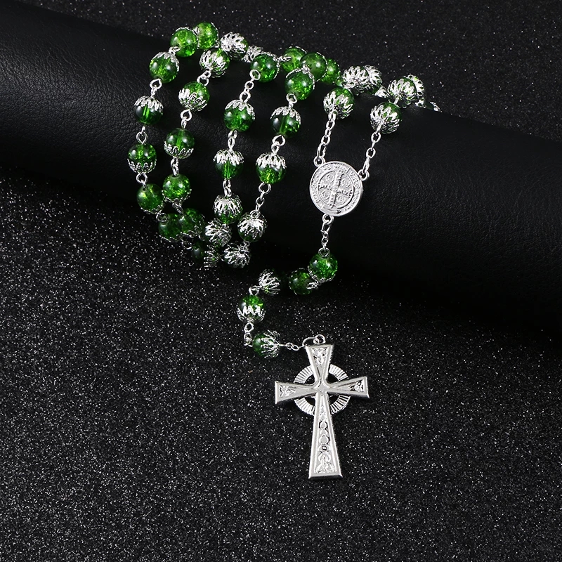 KOMi Vintage Round Green Grass Stone Bead Cross Pendant Necklace Rasary Catholic Long Necklace Jewelry Wholesale R-149
KOMi Vintage Round Green Grass Stone Bead Cross Pendant Necklace Rasary Catholic Long Necklace Jewelry Wholesale R-149