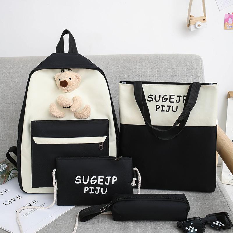 Backpack 4 Pcs Sets Canvas School Bags For Teenager Girls Student Women Bookbag Casual Classical, Black
Backpack 4 Pcs Sets Canvas School Bags For Teenager Girls Student Women Bookbag Casual Classical, Black