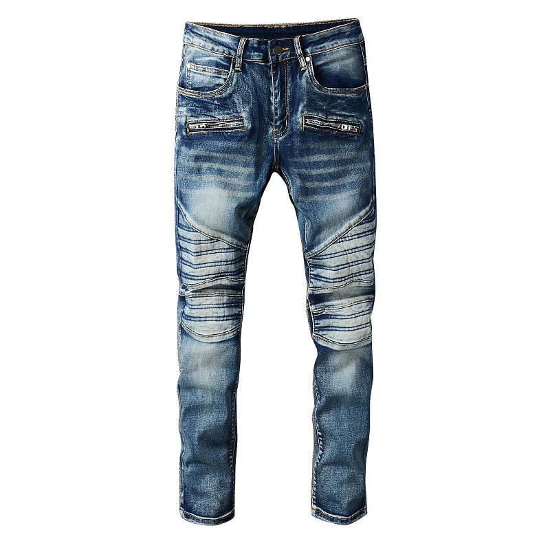 Street Personality Trend Light-colored Knee-damage Patch Small-footed Jeans Stretch Slim-fit Motorcycle Pants for Young Men, Blue
Street Personality Trend Light-colored Knee-damage Patch Small-footed Jeans Stretch Slim-fit Motorcycle Pants for Young Men, Blue