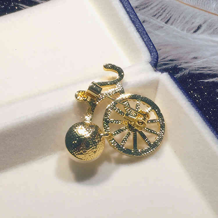 Diy Accessories Thick Gold-plated Diamond Inlaid Childhood Bicycle Brooch Pearl Semi-finished Empty Support Female