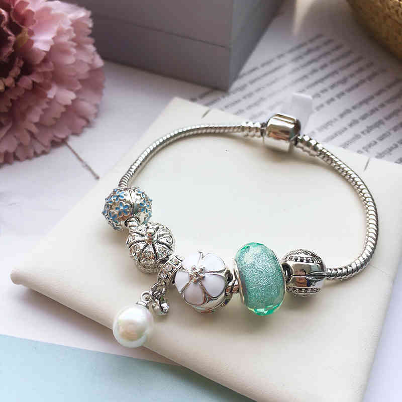 Charm Bracelets 56 Fashion Accessories Crystal Ocean Heart Pearl Soft Snake Bone Multi Beaded Bracelet